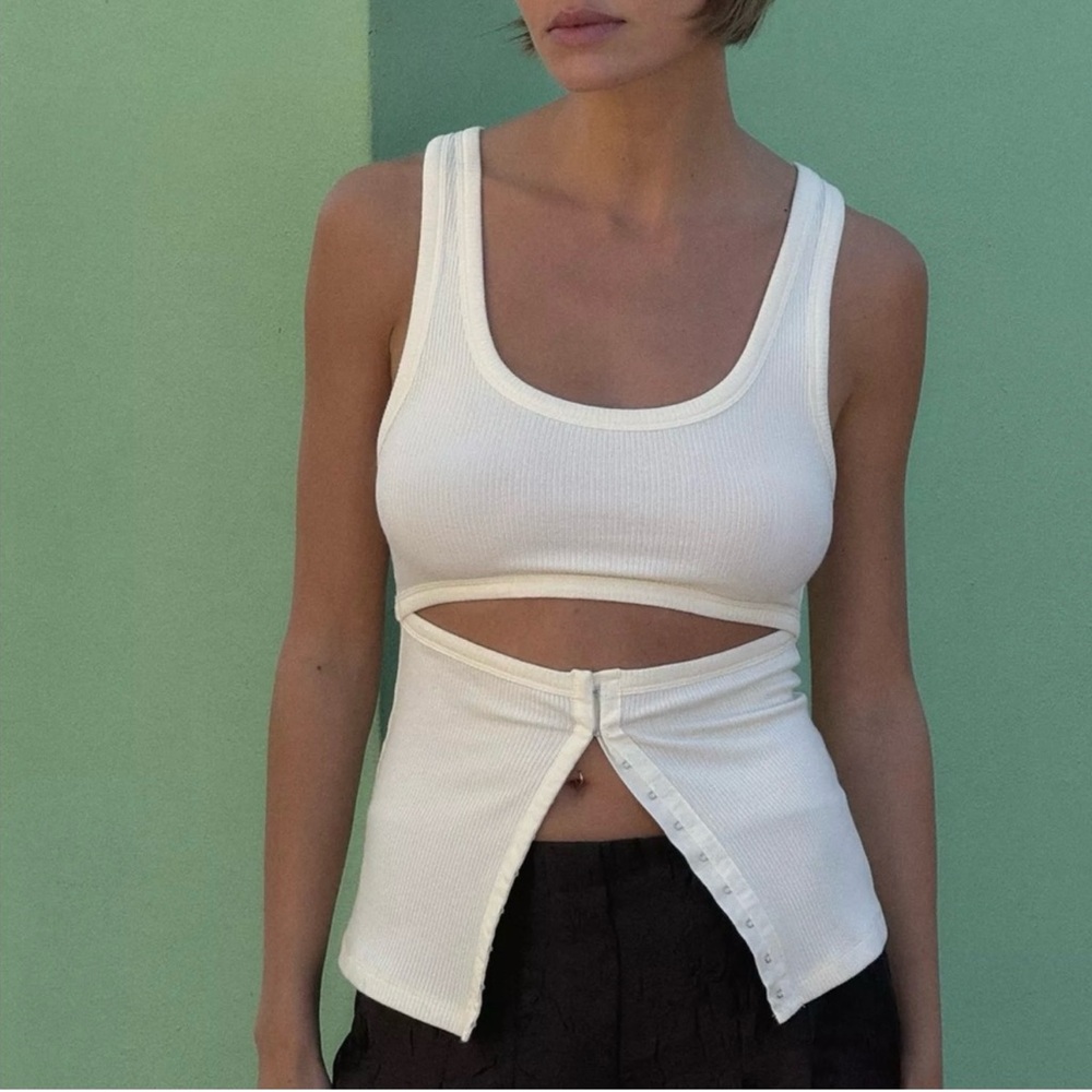 Zara Ivory Cut-Out Tank Top